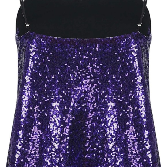 2 Gorgeous Plus Size Sparkly Sequins Spaghetti-Strap Dressy Tops - Picture 2 of 5